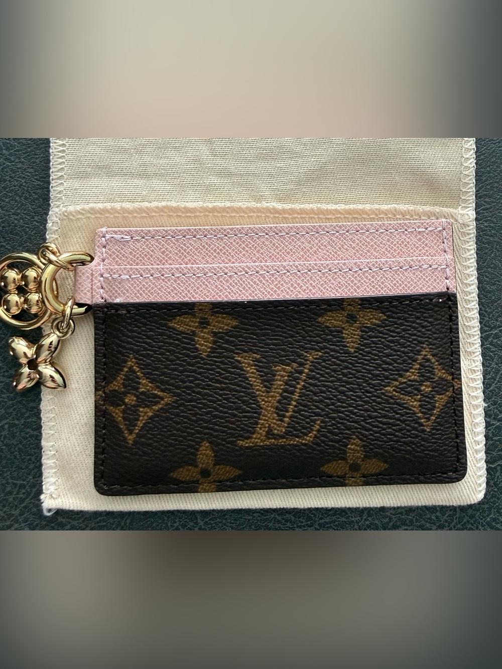 Louis Vuitton Monogram Wallet with Pink Trim